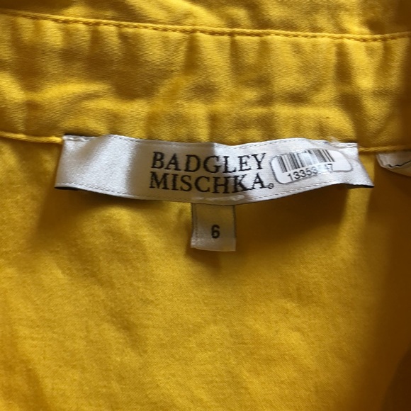 Badgley Mischka✨✨SALE✨✨yellow dress women’s SZ 6 - Picture 3 of 4